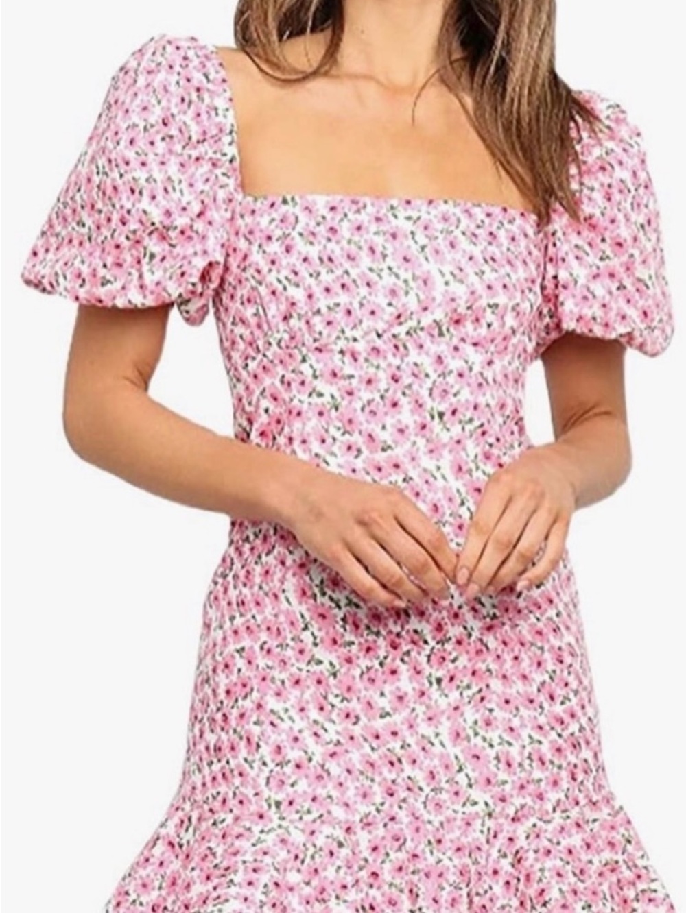 Petal & Pup Pink Floral Puff Sleeve Mini Dress